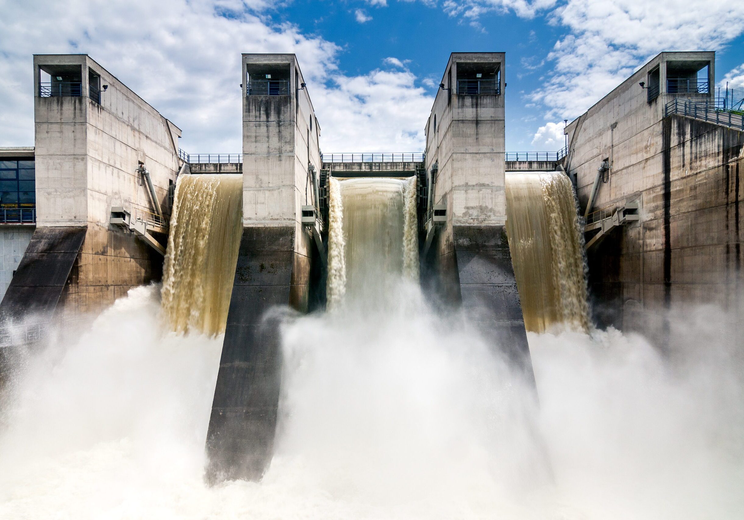 Draining water from the hydroelectric dam.